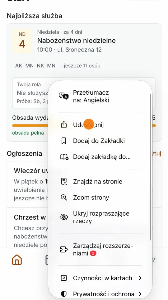Krok 2: W Safari stuknij trzy kropki i Udostępnij.