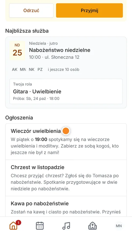 Krok 4: Dalej ogłoszenia kościoła, żeby nic Cię nie ominęło.