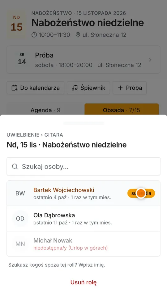 Krok 3: Stuknij wolną rolę. Na górze są sugestie: kto dawno nie służył.