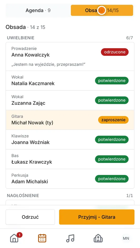 Krok 3: W Obsadzie widać, kto służy razem z Tobą.