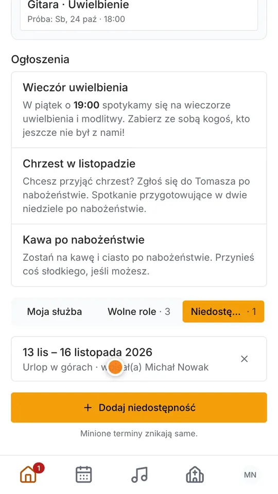 Krok 5: Lider zobaczy Cię w tych dniach na czerwono i nie wpisze Cię do obsady.