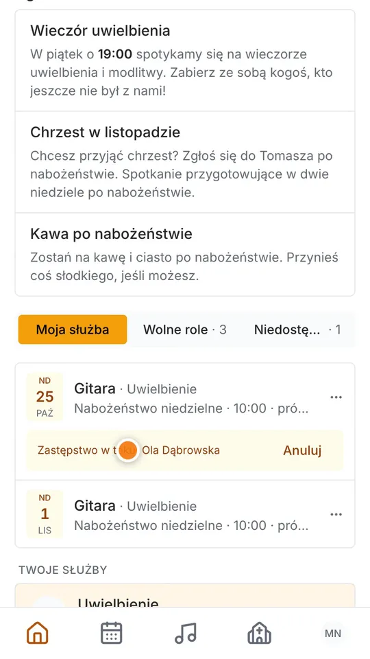 Krok 5: Dopóki nie przyjmie, rola jest nadal Twoja. Gdy przyjmie, lider dostanie wiadomość.
